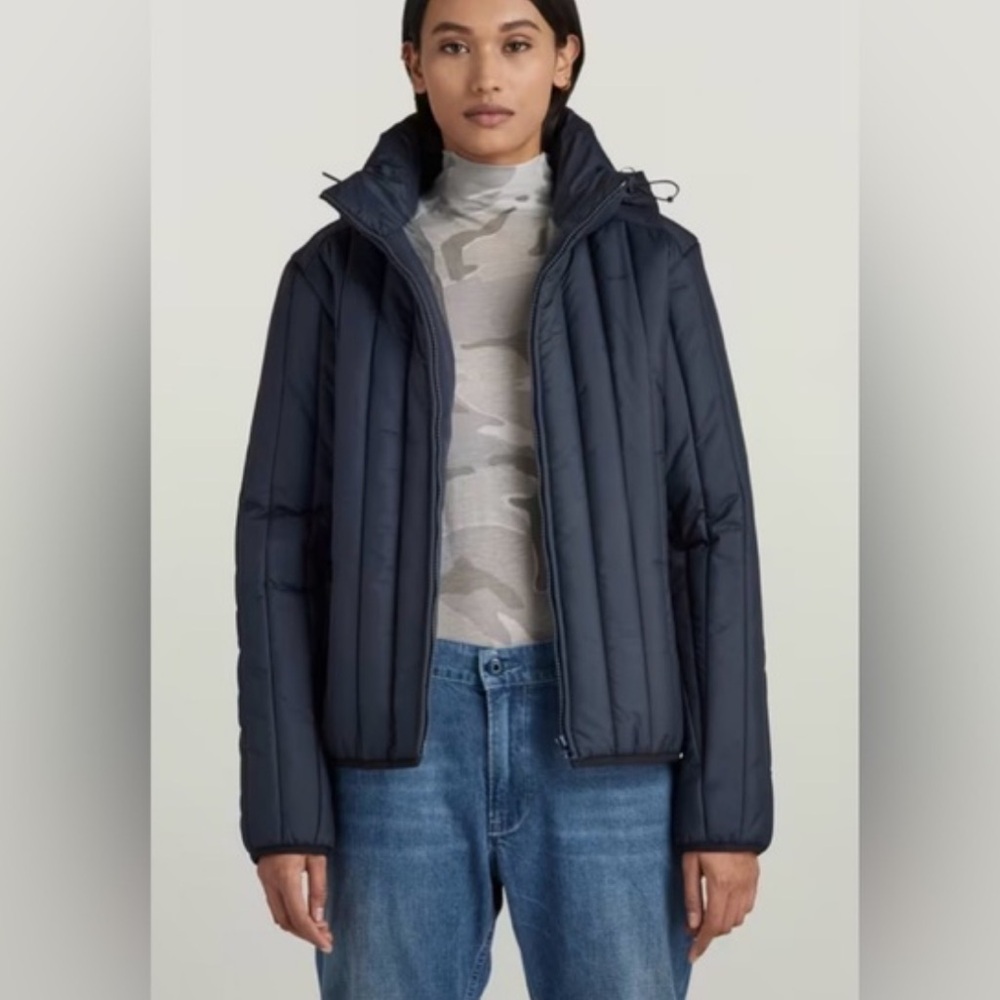 G-Star RAW Meefic Vertical
Quilted, Hooded Jacket in Salute (Navy) 
Size S NWT